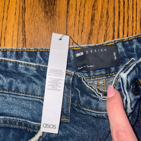 ASOS Blue Wide Leg Jeans with Distressed Details Size 26 - Picture 2 of 6